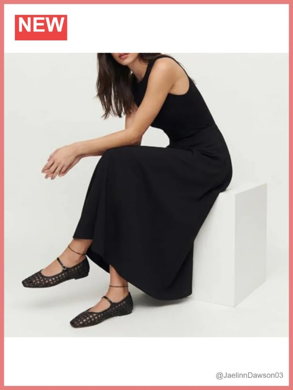 Woven Mesh Ballet Flats Women Round Toe Mary Jane Metal Buckle PU Rubber